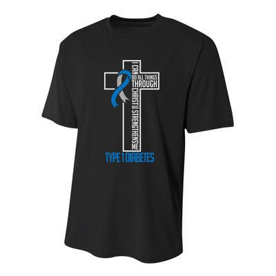I Can Do Things Jesus Who Strenghtens Me Diabetes Type 1 Youth Performance Sprint T-Shirt