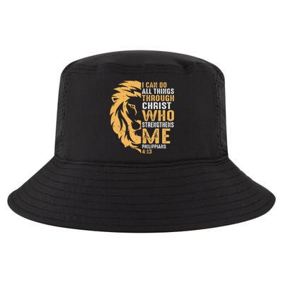 I Can Do All Things Through Christ Lion Faith Cool Comfort Performance Bucket Hat