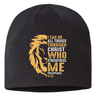 I Can Do All Things Through Christ Lion Faith Sustainable Beanie