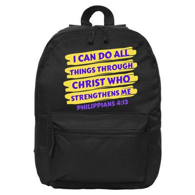 I Can Do All Things Through Christ Who Strengthens Me 16 in Basic Backpack