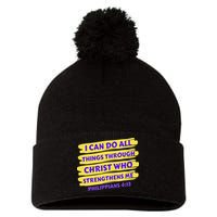 I Can Do All Things Through Christ Who Strengthens Me Pom Pom 12in Knit Beanie