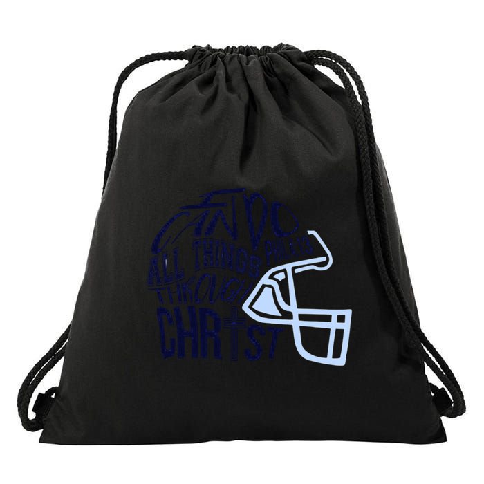 I Can Do All Things Through Christ Football Drawstring Bag