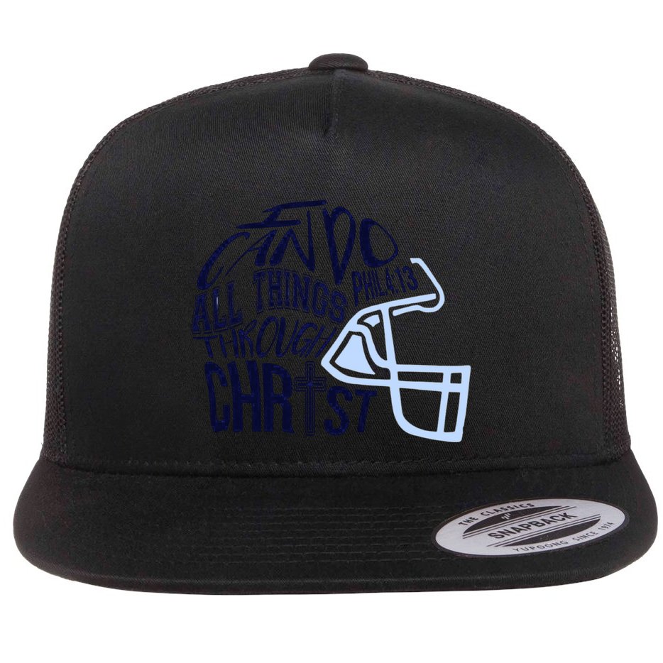 I Can Do All Things Through Christ Football Flat Bill Trucker Hat