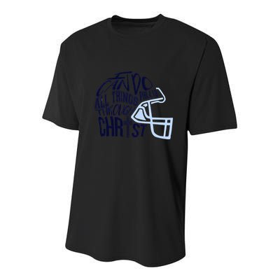 I Can Do All Things Through Christ Football Youth Performance Sprint T-Shirt