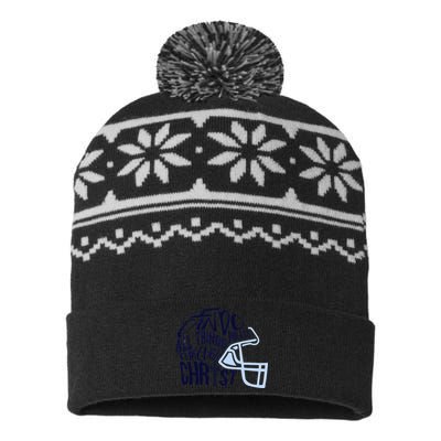 I Can Do All Things Through Christ Football USA-Made Snowflake Beanie