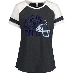 I Can Do All Things Through Christ Football Enza Ladies Jersey Colorblock Tee