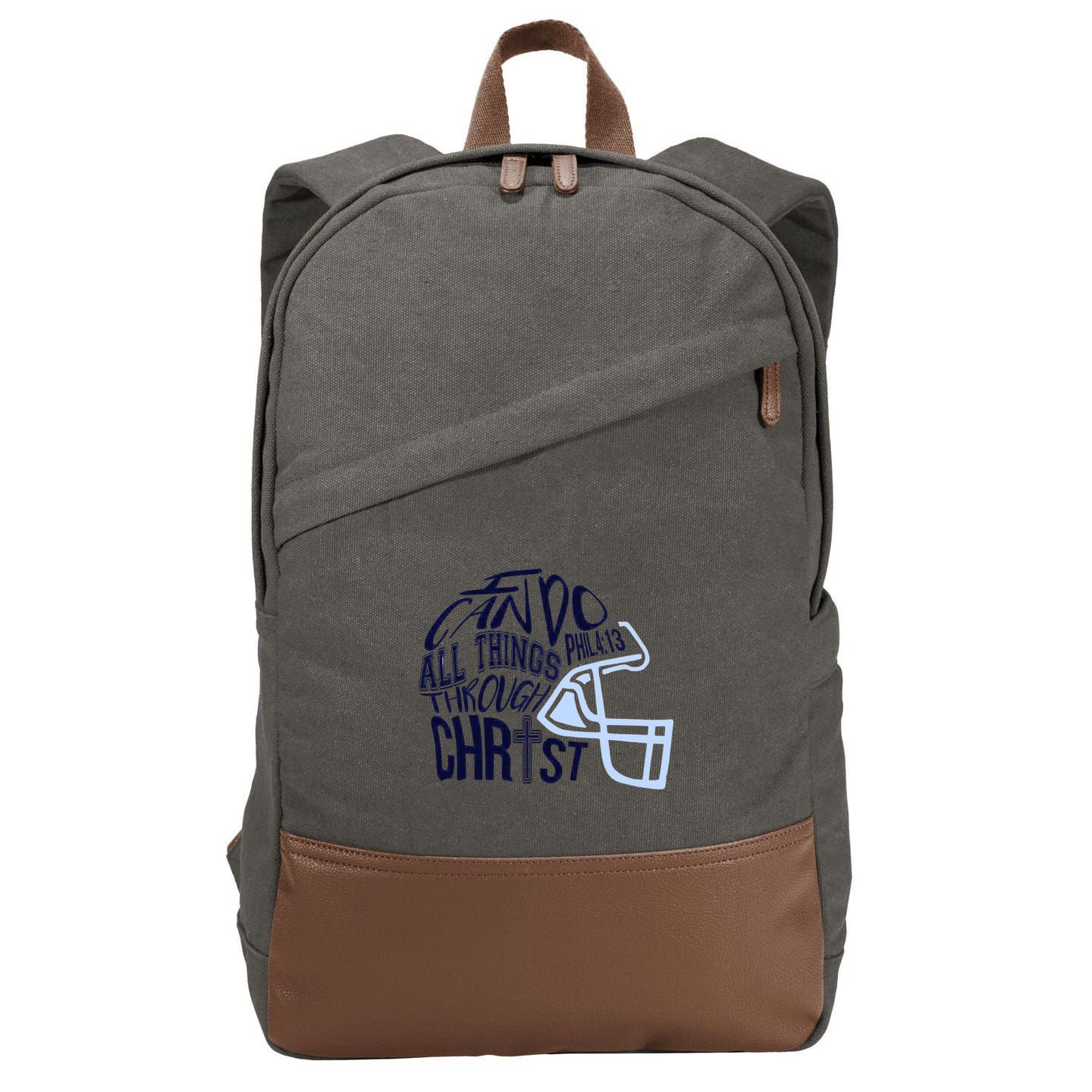 I Can Do All Things Through Christ Football Cotton Canvas Backpack