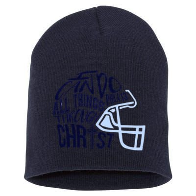 I Can Do All Things Through Christ Football Short Acrylic Beanie