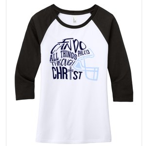 I Can Do All Things Through Christ Football Women's Tri-Blend 3/4-Sleeve Raglan Shirt