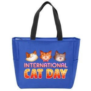 International Cat Day Funny Cute Quote Gift Zip Tote Bag