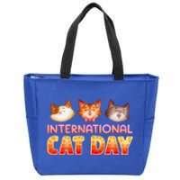 International Cat Day Funny Cute Quote Gift Zip Tote Bag