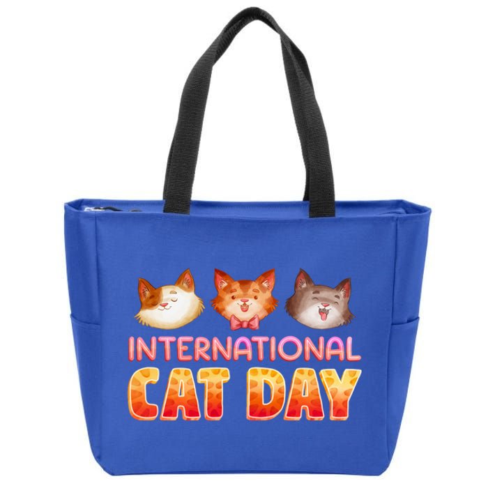 International Cat Day Funny Cute Quote Gift Zip Tote Bag