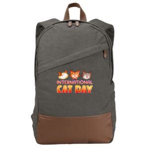 International Cat Day Funny Cute Quote Gift Cotton Canvas Backpack