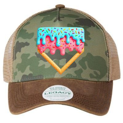Ice Cream Drip Baseball Stuff Baseball Home Plate Dripping Legacy Tie Dye Trucker Hat