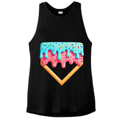 Ice Cream Drip Baseball Stuff Baseball Home Plate Dripping Ladies PosiCharge Tri-Blend Wicking Tank