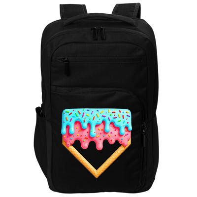 Ice Cream Drip Baseball Stuff Baseball Home Plate Dripping Impact Tech Backpack