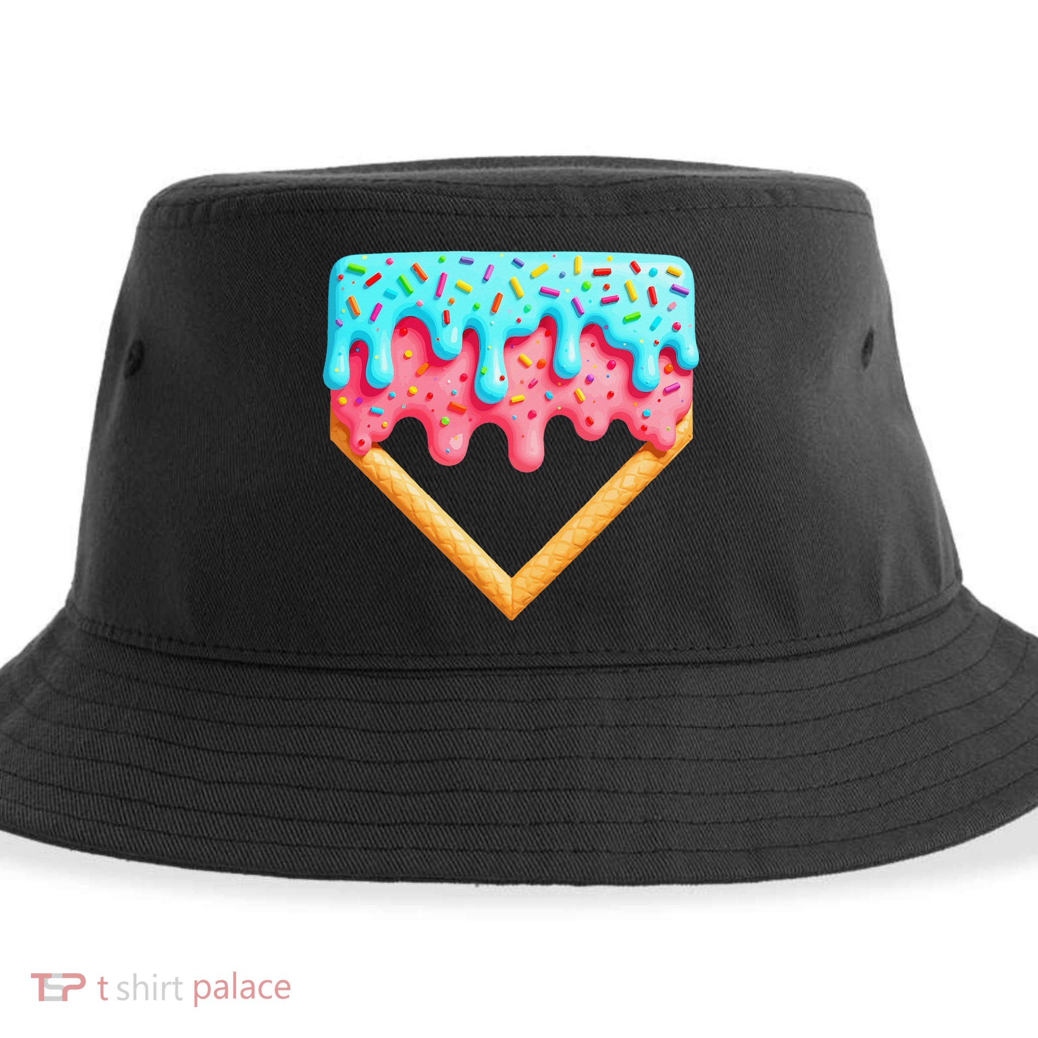 Ice Cream Drip Baseball Stuff Baseball Home Plate Dripping Sustainable Bucket Hat