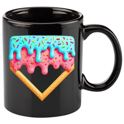 Ice Cream Drip Baseball Stuff Baseball Home Plate Dripping 11oz C Handle Ceramic Mug