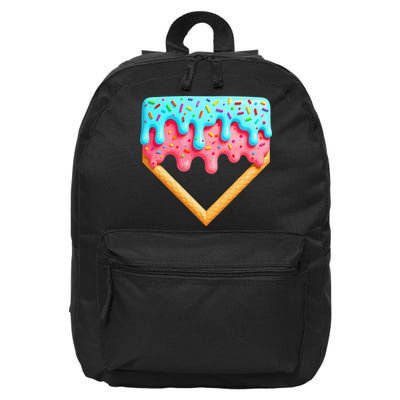 Ice Cream Drip Baseball Stuff Baseball Home Plate Dripping 16 in Basic Backpack