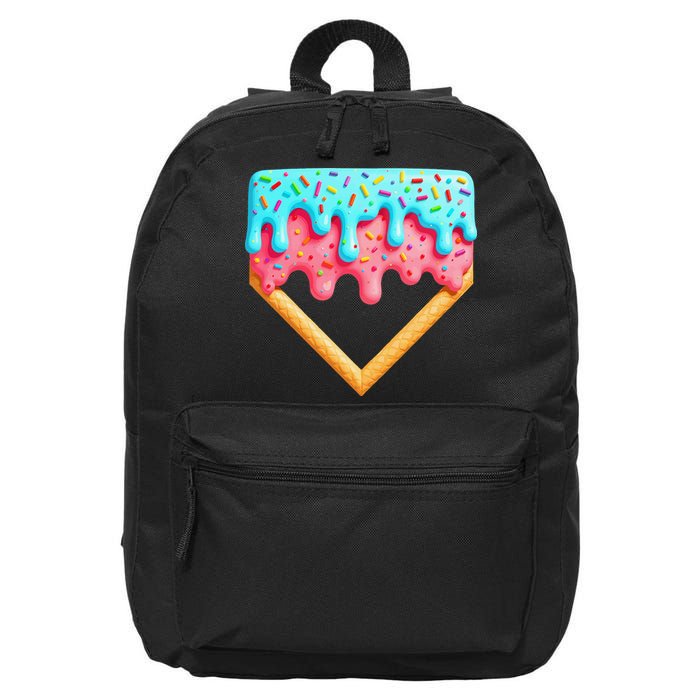 Ice Cream Drip Baseball Stuff Baseball Home Plate Dripping 16 in Basic Backpack