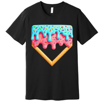 Ice Cream Drip Baseball Stuff Baseball Home Plate Dripping Premium T-Shirt