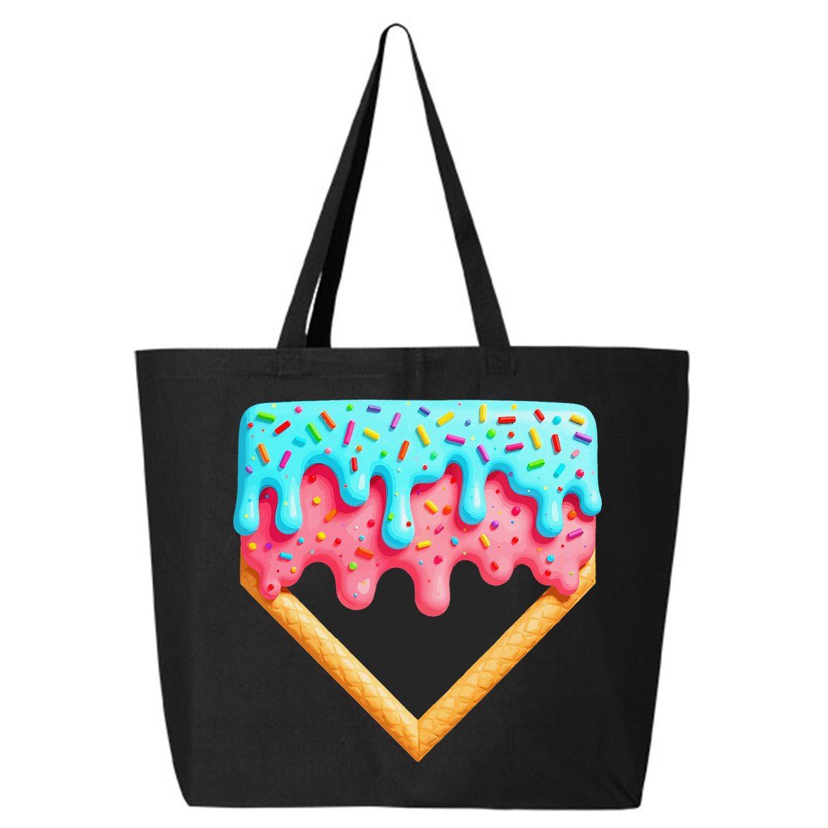 Ice Cream Drip Baseball Stuff Baseball Home Plate Dripping 25L Jumbo Tote
