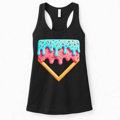 Ice Cream Drip Baseball Stuff Baseball Home Plate Dripping Womens Tank Top