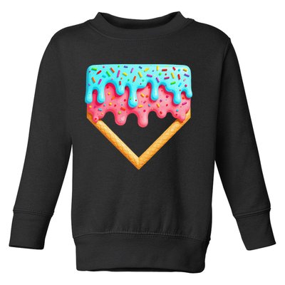 Ice Cream Drip Baseball Stuff Baseball Home Plate Dripping Toddler Sweatshirt