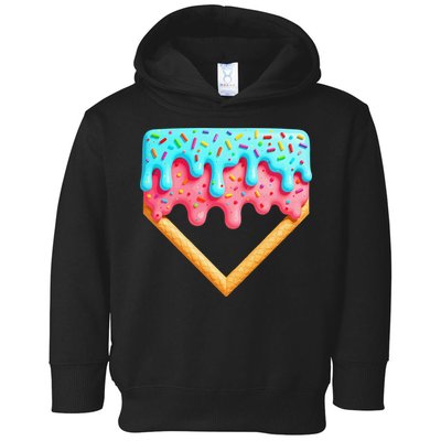 Ice Cream Drip Baseball Stuff Baseball Home Plate Dripping Toddler Hoodie