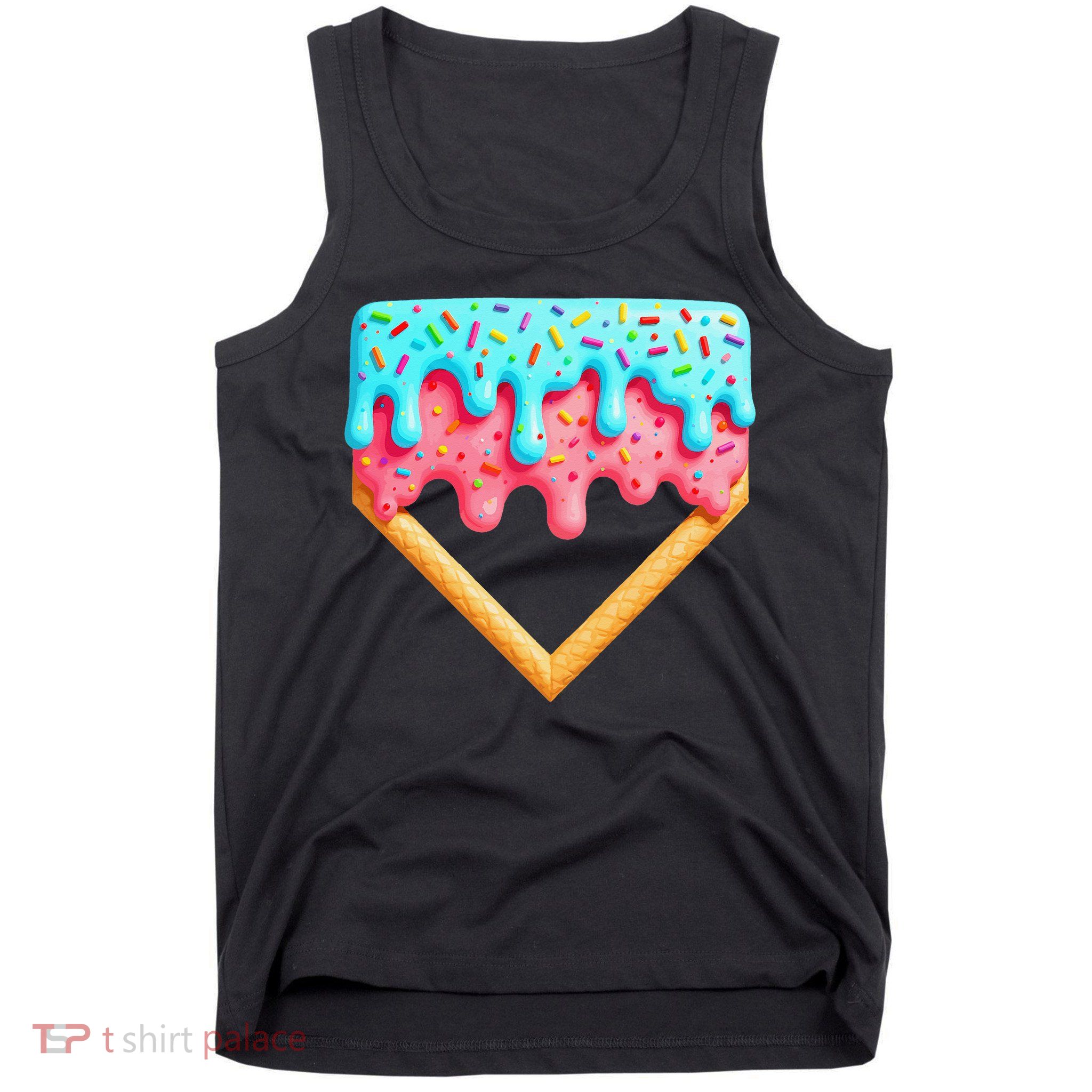 Ice Cream Drip Baseball Stuff Baseball Home Plate Dripping Tank Top