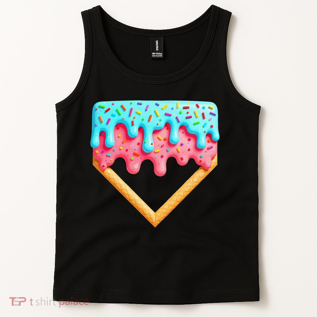 Ice Cream Drip Baseball Stuff Baseball Home Plate Dripping Tank Top