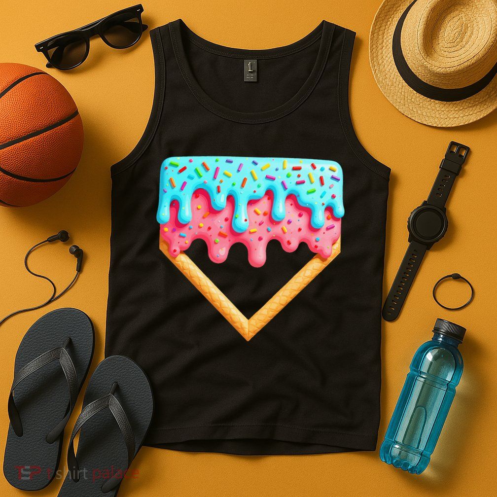 Ice Cream Drip Baseball Stuff Baseball Home Plate Dripping Tank Top