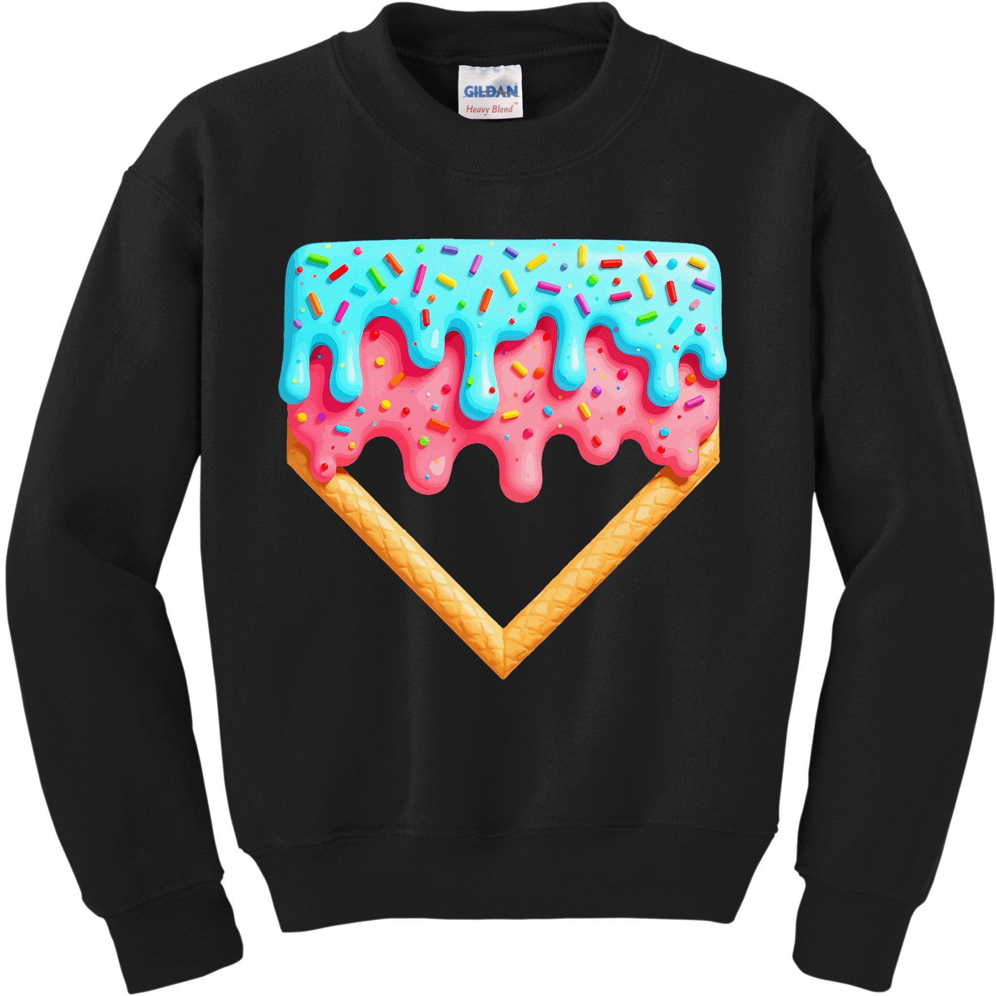 Ice Cream Drip Baseball Stuff Baseball Home Plate Dripping Kids Sweatshirt