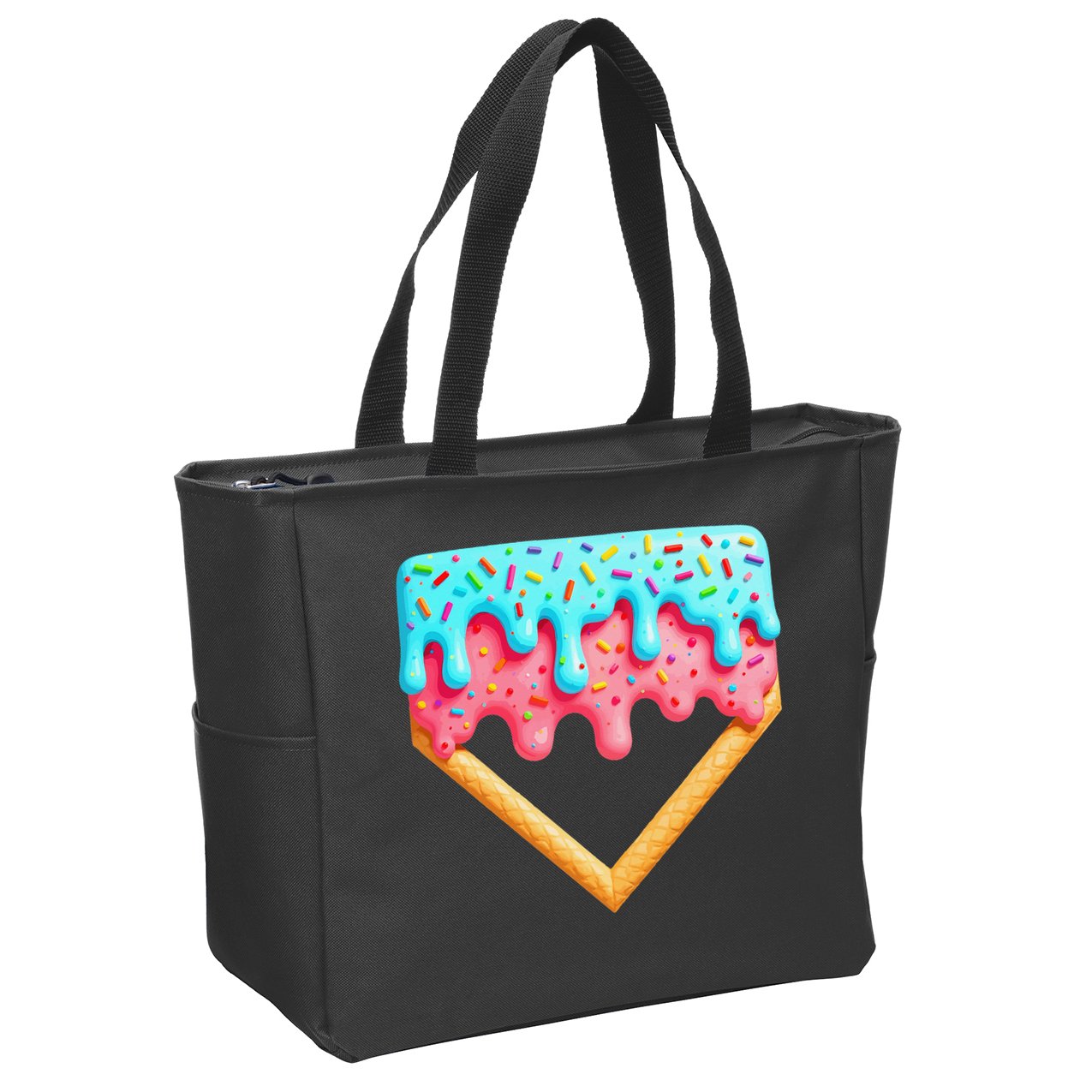 Ice Cream Drip Baseball Stuff Baseball Home Plate Dripping Zip Tote Bag