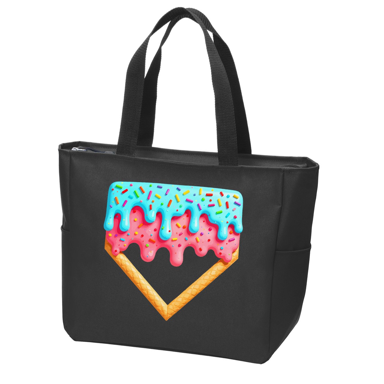 Ice Cream Drip Baseball Stuff Baseball Home Plate Dripping Zip Tote Bag