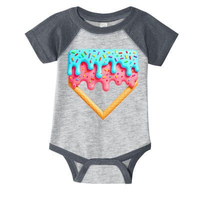Ice Cream Drip Baseball Stuff Baseball Home Plate Dripping Infant Baby Jersey Bodysuit