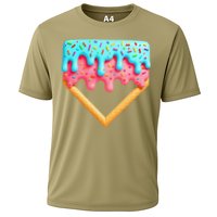 Ice Cream Drip Baseball Stuff Baseball Home Plate Dripping Cooling Performance Crew T-Shirt
