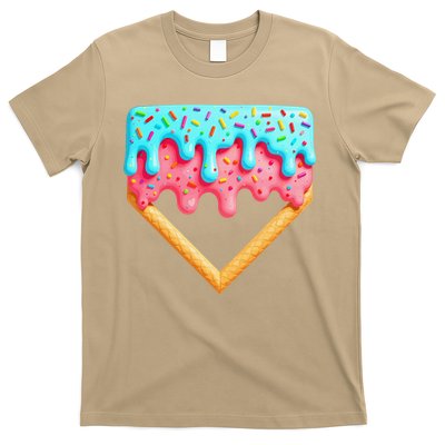 Ice Cream Drip Baseball Stuff Baseball Home Plate Dripping T-Shirt