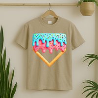 Ice Cream Drip Baseball Stuff Baseball Home Plate Dripping T-Shirt