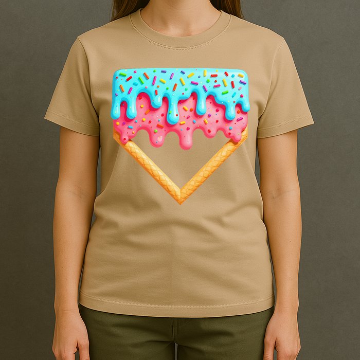 Ice Cream Drip Baseball Stuff Baseball Home Plate Dripping T-Shirt