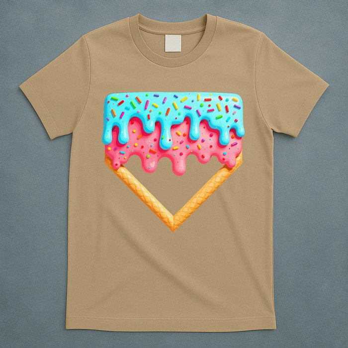 Ice Cream Drip Baseball Stuff Baseball Home Plate Dripping T-Shirt