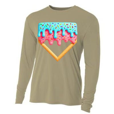 Ice Cream Drip Baseball Stuff Baseball Home Plate Dripping Cooling Performance Long Sleeve Crew