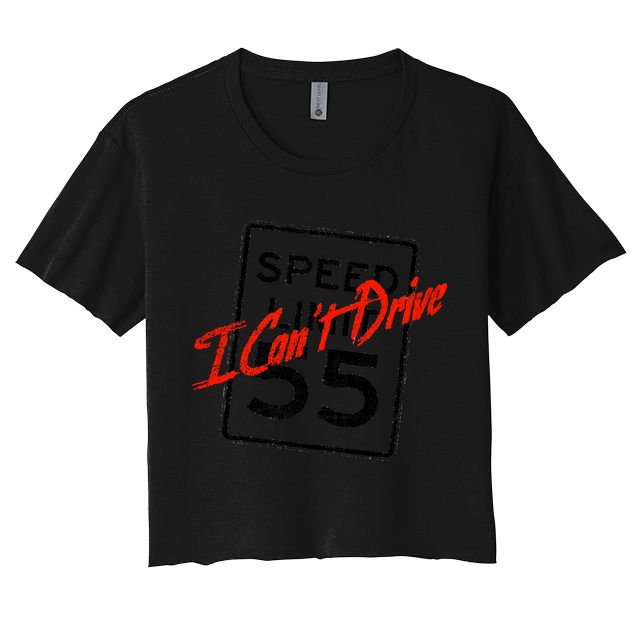 I Can't Drive 55 Distressed Crop Top