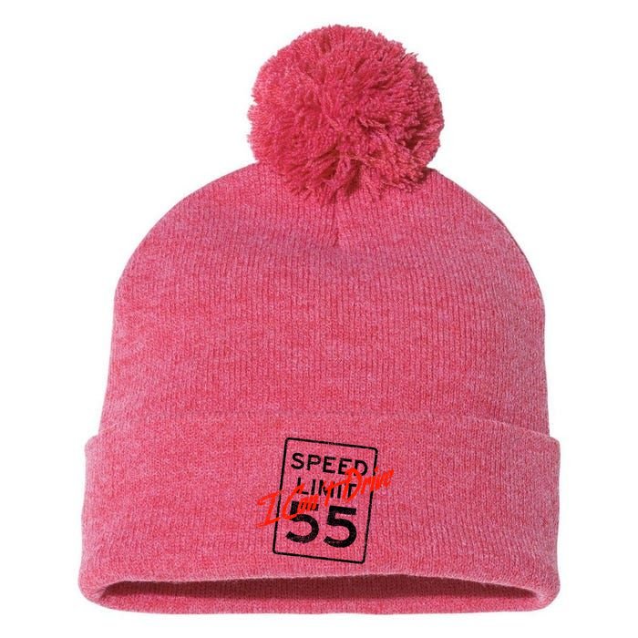 I Can't Drive 55 Distressed Pom Pom 12in Knit Beanie