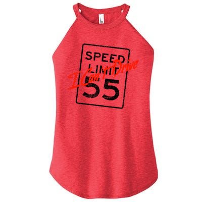I Can't Drive 55 Distressed Women's Perfect Tri Rocker Tank