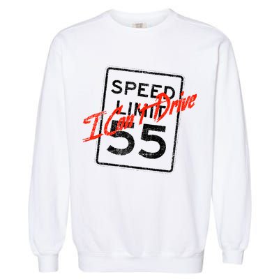 I Can't Drive 55 Distressed Garment-Dyed Sweatshirt