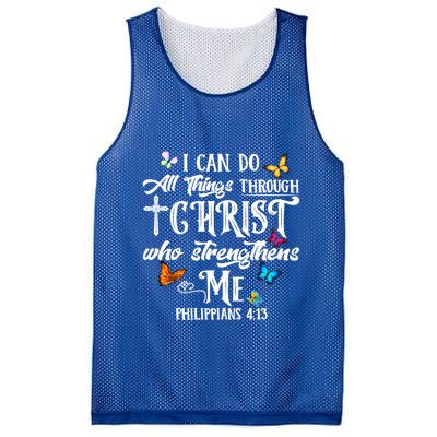 I Can Do All Things Through Christ Butterfly Art Cute Gift Religious Gift Mesh Reversible Basketball Jersey Tank