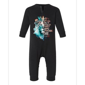 I Can Do All Things Through Christ Lion Faith Christian Infant Fleece One Piece