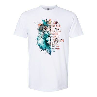 I Can Do All Things Through Christ Lion Faith Christian Softstyle® CVC T-Shirt