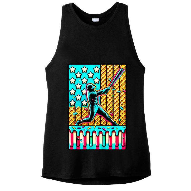 Ice Cream Drip Baseball Stuff Drip For B.oys American Flag Ladies PosiCharge Tri-Blend Wicking Tank